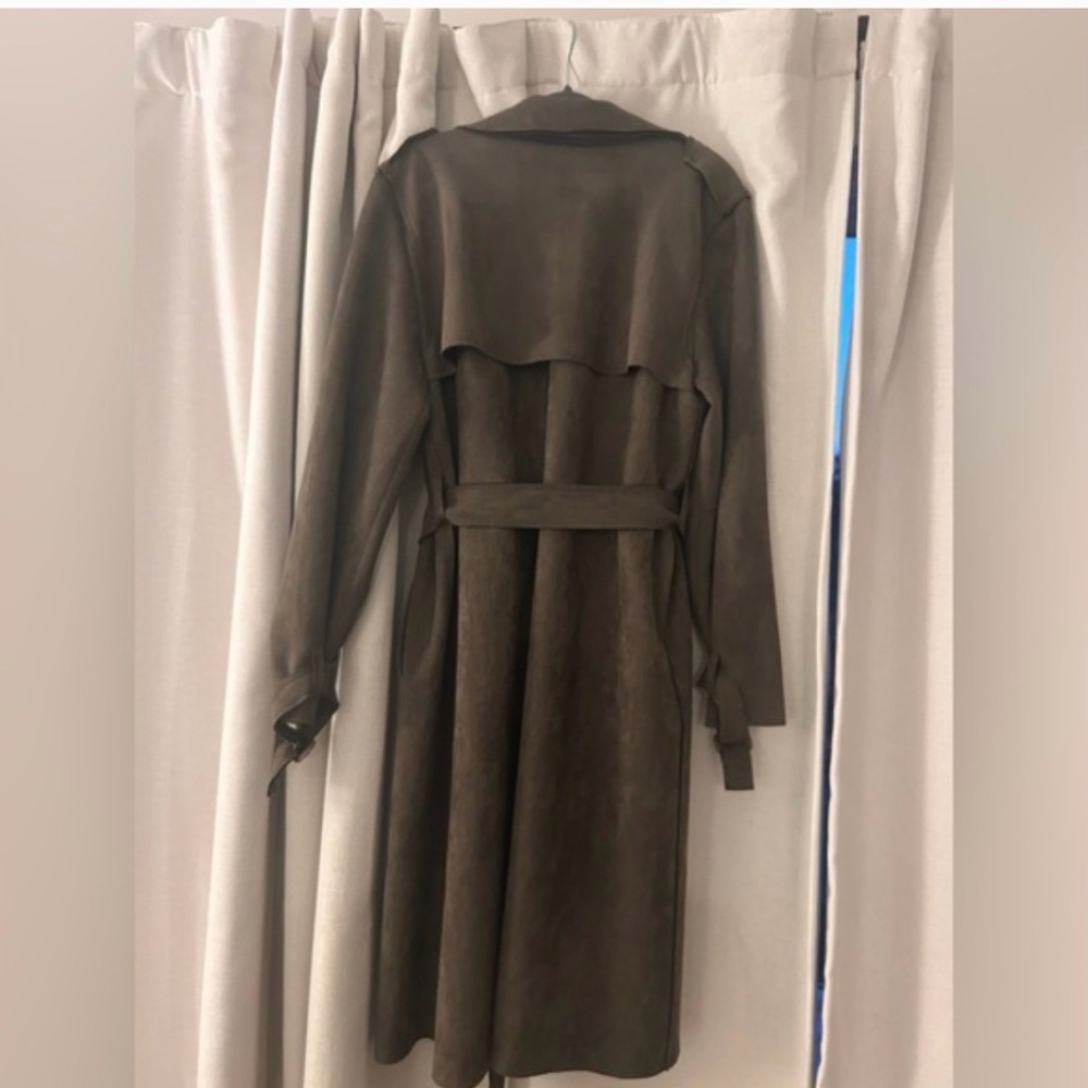 Anthropologie Green Suede Trench coat. BNNU. - Picture 4 of 5